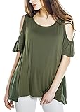 Urban CoCo Women's O Neck Vogue Shoulder Off Short Sleeve Loose Top Shirt
