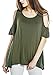 Urban CoCo Women's O Neck Vogue Shoulder Off Short Sleeve Loose Top Shirt