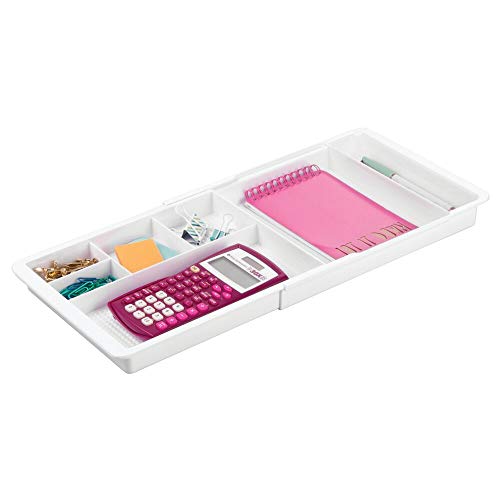 mDesign Adjustable, Expandable Divided Office Desk Drawer Organizer Tray for Office Supplies