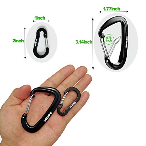 WAPAG Carabiner Clip Keychain, 12KN / 2645lbs 7075 Aluminum Heavy Duty Caribeaner, for Sports & Outdoors, Hammock, Camping, Hiking, Key (Black) - Thumbnail 4