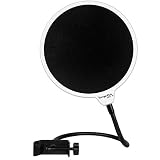 Dragonpad USA 6" Microphone Studio Pop Filter with Clamp - White/Black
