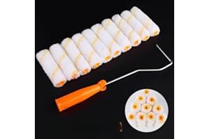 11pcs Mini Roller Kit Microfiber Nap Three Eighth Inch Compact Wall Coating Tool Orange