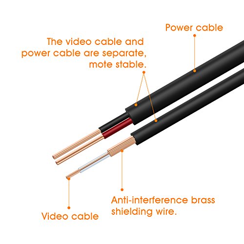 image for NYXCAM BNC Video Power Cable, 60 Feet Pre-Made All-in-One Video Securi