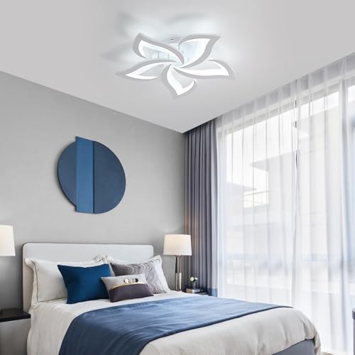 Comely Plafoniera LED Soffitto, 60W 6750LM Lampada da Soffitto Moderna, Plafoniera LED Design a Petalo Elegante per Soggiorno Camera da Letto Sala da Pranzo Bagno (Bianco Freddo 6500K, Diametro 60cm)