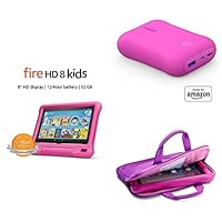 Fire HD 8 Kids tablet, 8” HD 32GB (Pink) + Sleeve + Power Charger