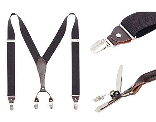 Bioterti Menâ€™s Y-Back Wide Suspenders| Sturdy Stylish & Easy To Match|10 Colors (Brown)