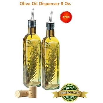 Gusnilo ouxinli H9085 Olive Oil Dispenser, 8 oz SET OF 2, 1 PACK, Clear