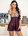 Avidlove Women Plus Size Lingerie Lace Babydoll Mesh Chemise Strap Sleepwear Nightgown Purple 3XL