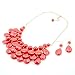 Easykan Women's Alloy Chain Acrylic Chunky Statement Bib Necklace Earrings Set (Rose) 18