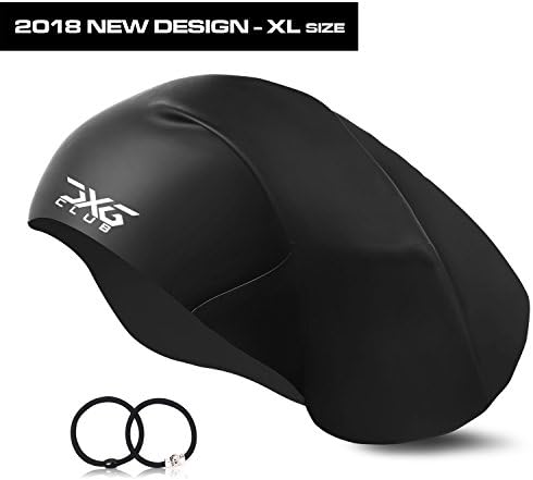 CXGCLUBE Extra Large Long Hair Swim Cap,Waterproof Silicone Bathing &amp; Swimming Pool Caps,Designed For Women and Men with Long, Thick, Afro Braided Hair, Keeps Hair Clean (XL,BLACK)