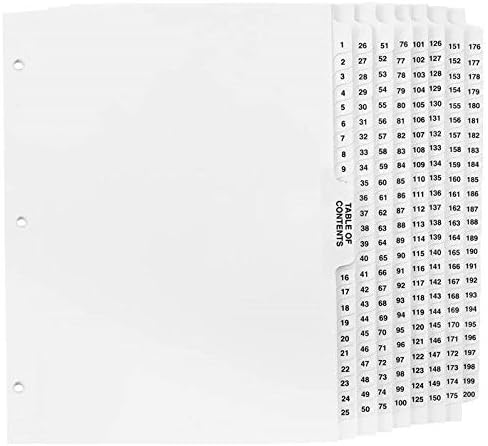 1-200 Binder Dividers 3 Hole Punched