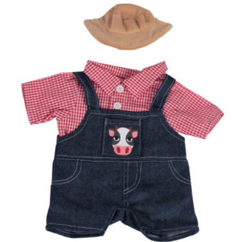 AOLIGEI Teddy Bear Clothes - Farmer Outfit with Red Gingham Shirt, Denim Dungarees, Brown Farmers Hat - 16 Inch (40cm) Teddies & Build a Bear