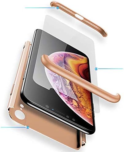 WYRHS Compatible with Huawei Mate 20 Pro Case 360 Degree Protection 3 in 1 Case With [Tempered Glass Screen Protector]Silicone TPU Bumper Shockproof Scratch-resistant Case - Gold