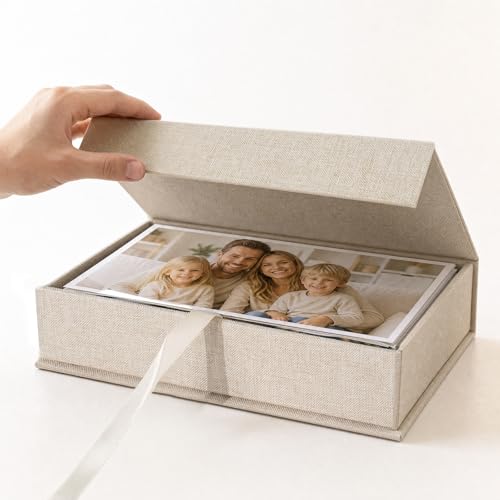 Hiwhy Linen Photo Storage Box Beige
