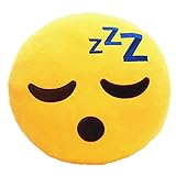MistyComforts Emoji Pillow Sleeping ZZZ Soft Yellow Round Cushion Emotion Stuffed Plush Toy 13 inch
