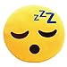 MistyComforts Emoji Pillow Sleeping ZZZ Soft Yellow Round Cushion Emotion Stuffed Plush Toy 13 inch