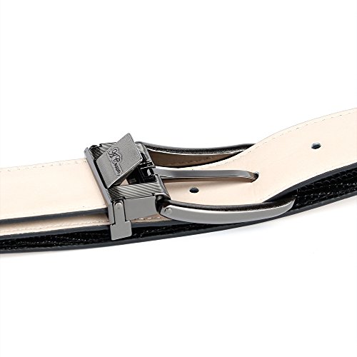 Anthoni Crown Leather Men`s Belt Black 36"-46" with Black Metallic Buckle/3py10 (38)