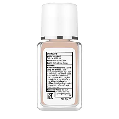 NEUTROGENA SKINCLEARING OIL-FREE ACNE AND BLEMISH FIGHTING LIQUID FOUNDATION WITH.5% SALICYLIC ACID ACNE MEDICINE, SHINE CONTROLLING MAKEUP FOR ACNE PRONE SKIN, 20 NATURAL IVORY, 1 FL. OZ
