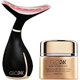 GLO24K Neck and Face LED Beauty Massager Plus 24k Moisturizing Day Cream. The Ultimate Duo for Neck Care.