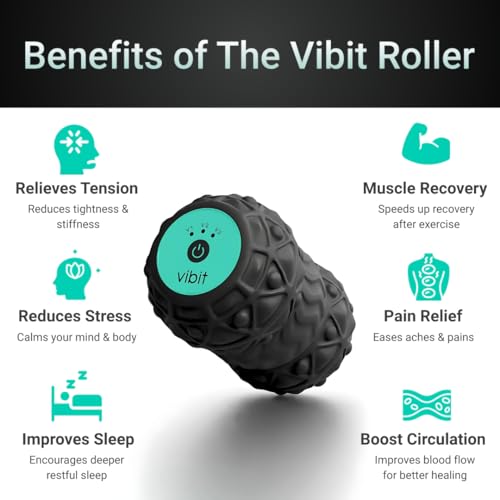 Vibit - Vibrating Massager for Plantar Fasciitis, Pain Relief and Sciatica, Foot and Body Portable Massage Roller, Deep Tissue Pain Relief from Feet to Neck, Electric, 3 Vibration Levels (Black)