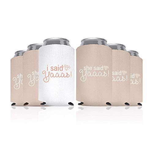 Coolies Can Coolers Insulated Collapsible Beer Soft Drinks Bottle Soda Can Sleeves I said Yaaas! & She said Yaas! Premium Quality Set of 12 White and Dusty Rose