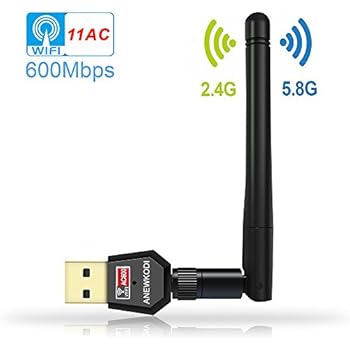 ANEWKODI AC600Mbps Wifi Adapter Dual Band 2.4G/5.8G Wireless Network Adapter 802.11ac USB Wifi Adapter for Desktop/Laptop/PC, Support Windows 10/8.1/8/7/XP/Vista, MAC OS 10.4-10.12