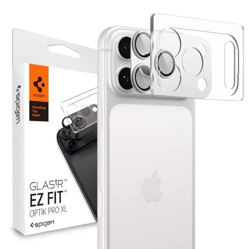 Spigen GLAStR EZ-Fit Optik Pro XL for iPhone 17 Pro MAX Camera Lens Protector [1 Pack] - Silver | Silver, 9H hardness, tempered glass, individual lens protection, precise lens cutouts, flash safe, crystal clear