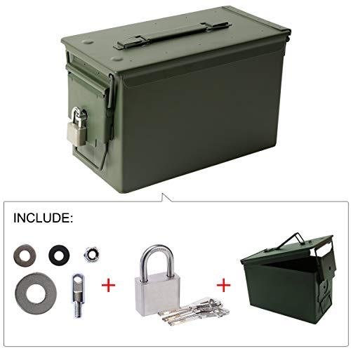 Aolamegs 50 Cal Ammo Can Locking Hardware Kit and Stainless Steel Padlock，Ammo Box Military