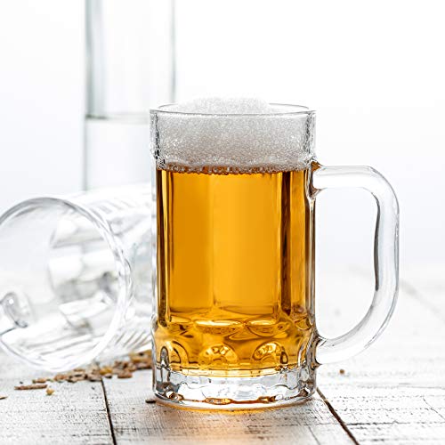 COKTIK 4 Pack Heavy Large Beer Glasses with Handle 14 Ounce Glass