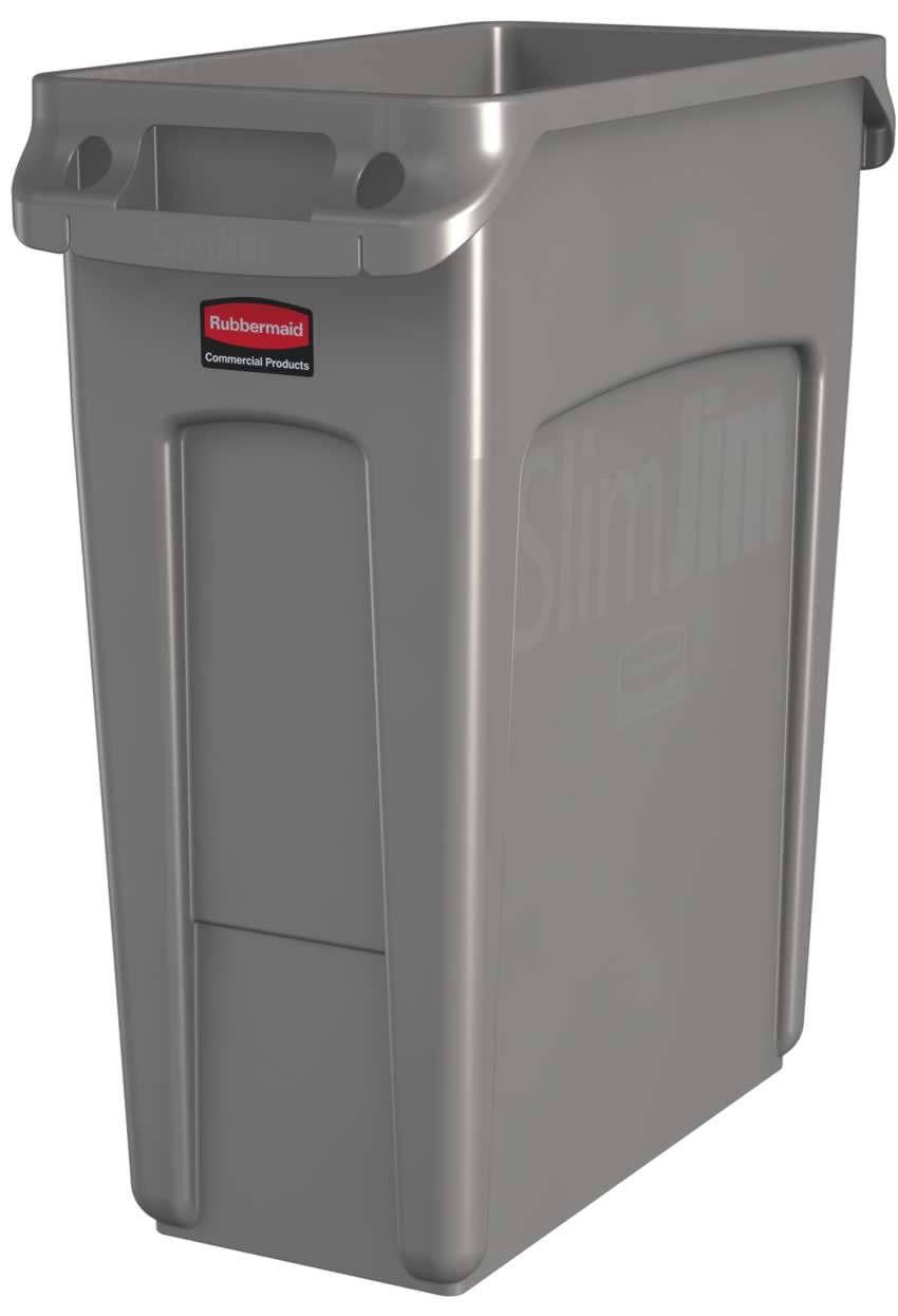 Rubbermaid Commercial Products Vented Slim Jim Waste Receptacle Bin 60 Litre Beige 1971259