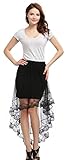 Women's High Low Sheer Mesh Net Lace Overlay Maxi Skirt