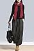 Mordenmiss Women's Drop Crotch Pants Linen Harem Drape Capri Culottes Style 2 Blackish Green