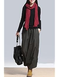 Mordenmiss pantalones de entrepierna de lino para dama Harem Drape Capri Culottes