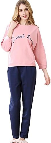 Wxian Women's Casual Bat Sleeve Pajama set Sleepwear Pjs Nighty
