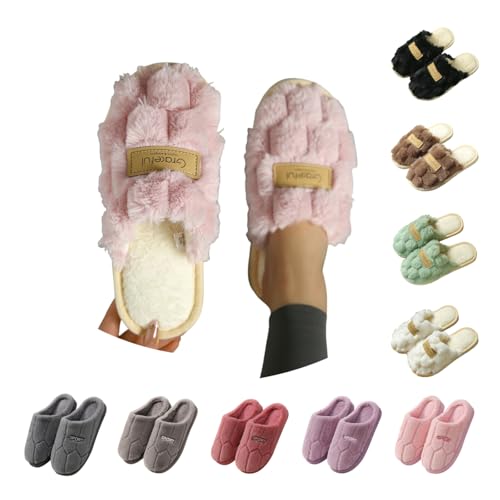 Warm Slippers for Women, Comfy House Slipper, Cosy Women's Slippers Fluffy Fuzzy Lined, Anti-Slip Mens Slipper Winter Shoes, Plush Ladies Shoes for Outdoor Indoor