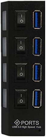 Telafu 4-Port USB Hub with Individual Power Switches and LEDs (USB 3.0)