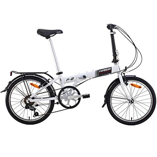 HASA Folding Foldable Bike Compatible with Shimano 6 Speed White