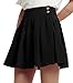 chouyatou Women's Double Waist Side Buttons Pleated Skirt (Medium, Black)