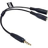 BEBONCOOL 3.5mm 4-Pin to 2x 3-Pin 3.5mm Headset Splitter Adapter M/F