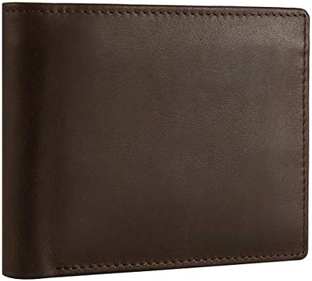 Wallets for men Genuine cowhide Leather RFID Blocking Bifold with ID Window Brown