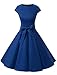 Dressystar DS1956 Women Vintage 1950s Retro Rockabilly Prom Dresses Cap-Sleeve S Royal Blue