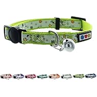 Pawtitas Pet Glow In The Dark Cat Collar with Safety Buckle and Bell Green Hook