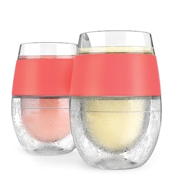 Host Wine Freeze Cooling Cups, Coral (Set of 2)
