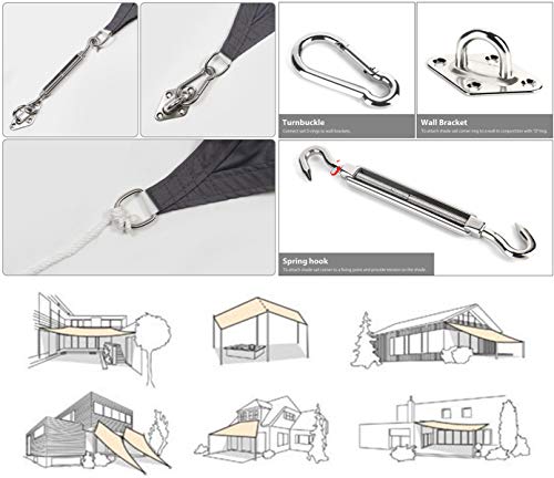 Sekey Sonnensegel Wasserdicht 3x3m Quadratisch mit Edelstahl Befestigungs Kit PES Polyester, Sonnenschutz 95% UV Schutz… – Bild 7