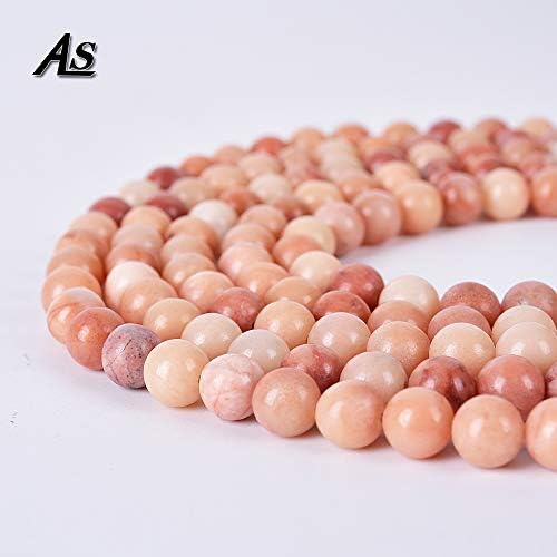 AsingelooNatural Peach Rose Pink Jade Stone Beads for Jewelry Making Round Loose Spacer Beads 10mm Healing Power Crystal Gemstones 15" a Strand Gems Stone Loose Beads for Bracelets Necklace