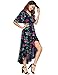 MAKEMECHIC Women's Short Sleeve Floral High Low V-Neck Long Maxi Dress Blue L