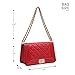 Dasein Women's Designer Quilted PU Leather Twist Lock Crossbody Bag Shoulder Bag Fashion Handbags w/Chain Strap (Red)