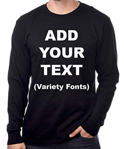 Custom Long Sleeve Premium t Shirts Add Your Own Text for Men & Women Unisex Cotton [ Black/M ]