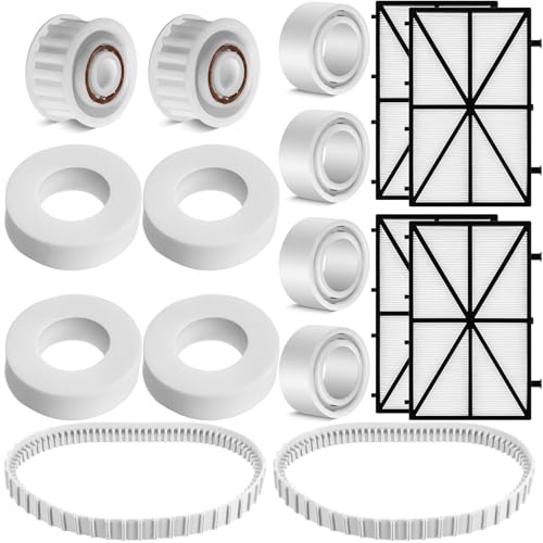 Photo 1 of Menkxi 12 Pcs Pool Cleaner Parts Accessories 4 Pcs Climbing Rings Compatible with 6101611 R4, 2 Guide Wheels with 4 Pulley Gear Compatible with 3884997 R6 2 Pool Cleaner Track 4 Ultra Fine Filters