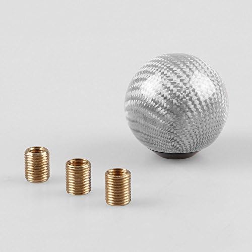 Mecar Car Carbon Fiber Shift Handle Manual Stick Shift Knob 1.96 inch With Adapters Fits Most Cars,Silver